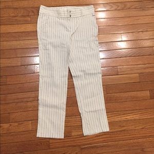 LOFT linen blend straight leg striped chinos