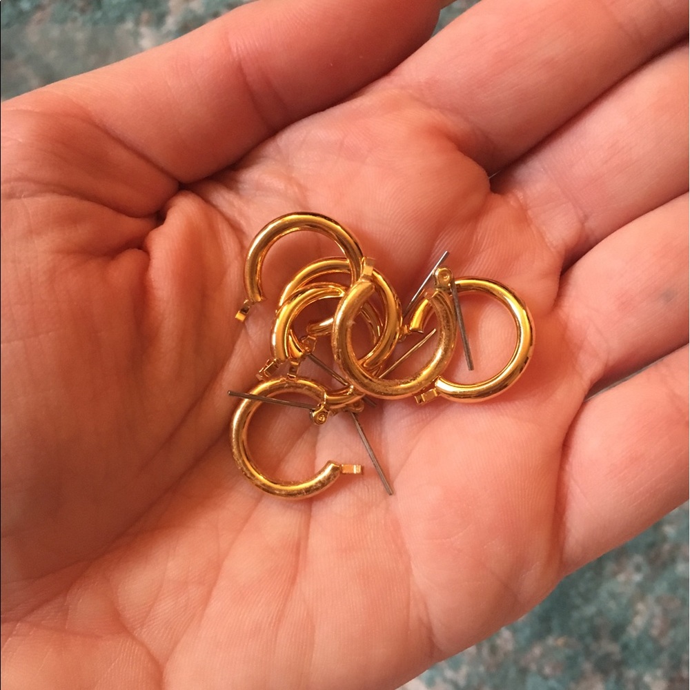 BAG of faux gold small hoop earrings! BRAND NEW