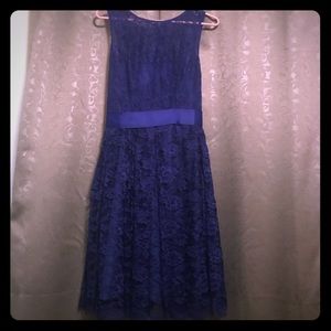 Royal blue short lace dress bridesmaid