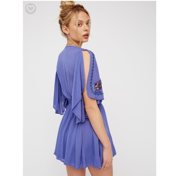 Free People Scalloped Embroidered Dress Cerulean - Picture 2 of 7
