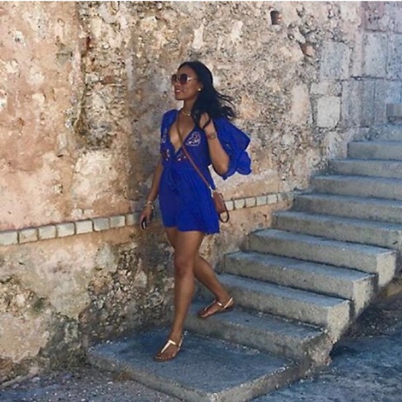 Free People Scalloped Embroidered Dress Cerulean - Picture 5 of 7