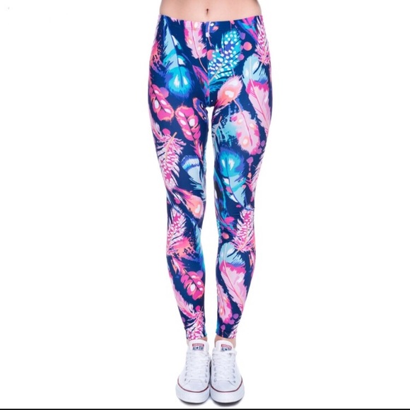 🌷 Printed Feather Leggings - Picture 2 of 8