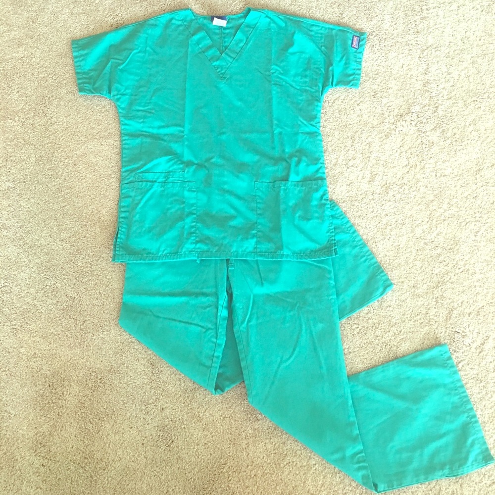 Turquoise scrubs {top & bottom sold together}