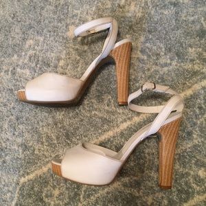 Ralph Lauren White Leather & Straw Sandals sz 9.5