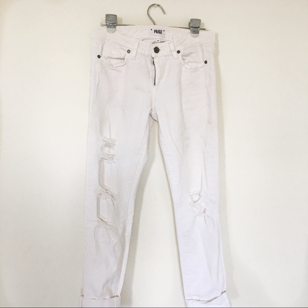 Paige brand white distressed jeans