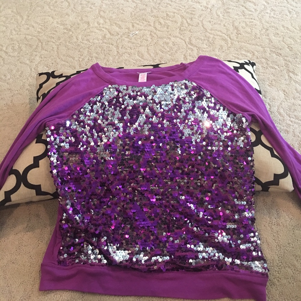 Justice girls sequins top size 20 purple!