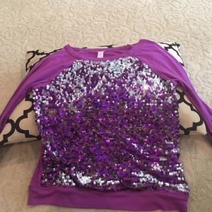 Justice girls sequins top size 20 purple!