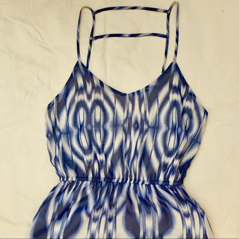 Blue and White Tie Dye Dee Elle Maxi Dress