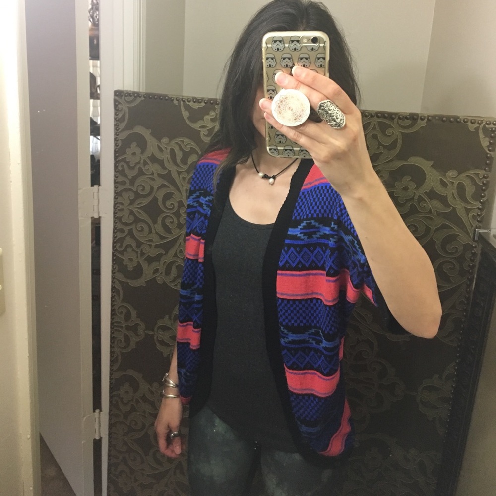 Boho Tribal Cardigan Sweater 💙Vibrant Colors💗 xs - Picture 2 of 5