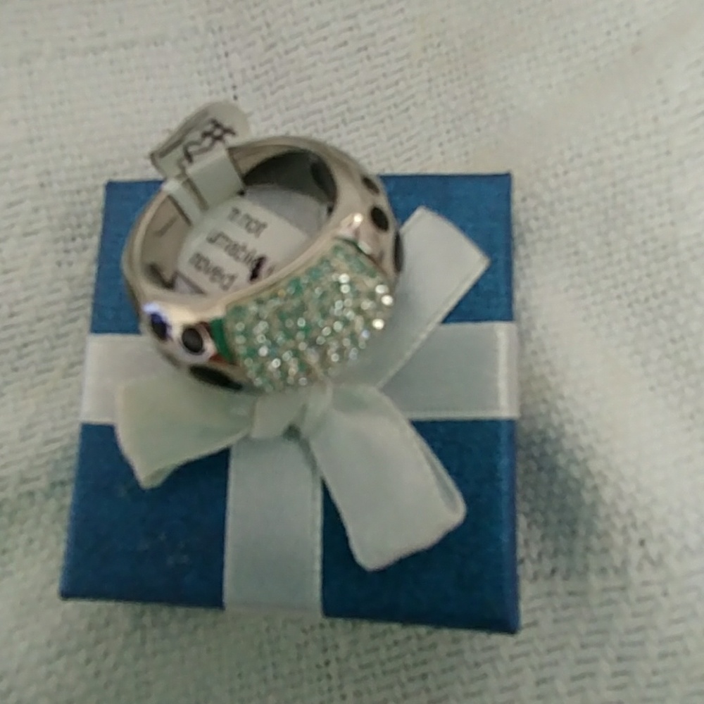 πLEOPARD PRINT & CRYSTAL STATEMENT RING SIZE 9 - Picture 2 of 8