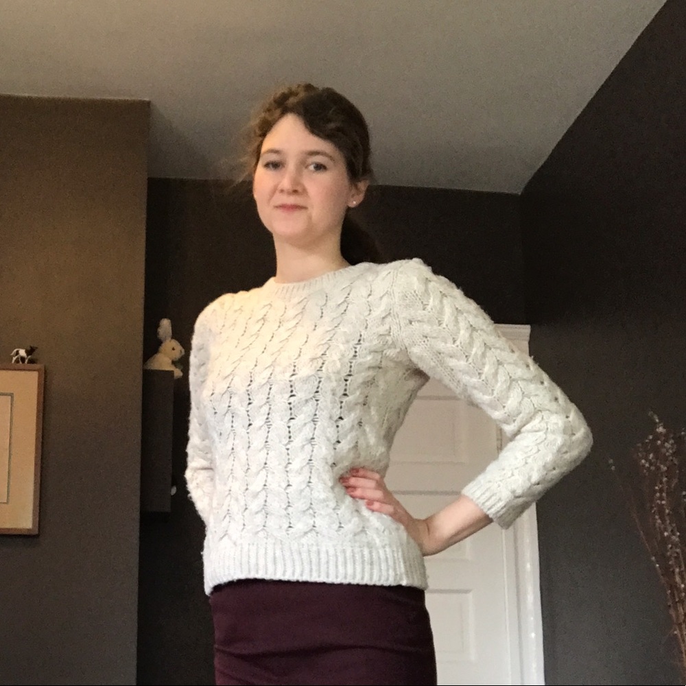 Cable Knit 3/4 Sleeve Sweater