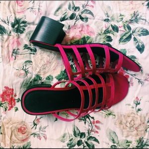 Magenta + Black Mules from Urban Outfitters