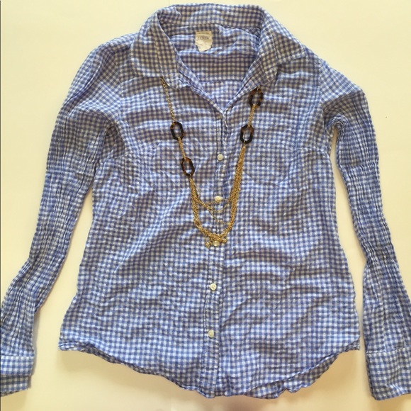 J. Crew Tops - J. Crew Blue Gingham Button Up
