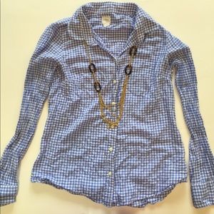 J. Crew Blue Gingham Button Up