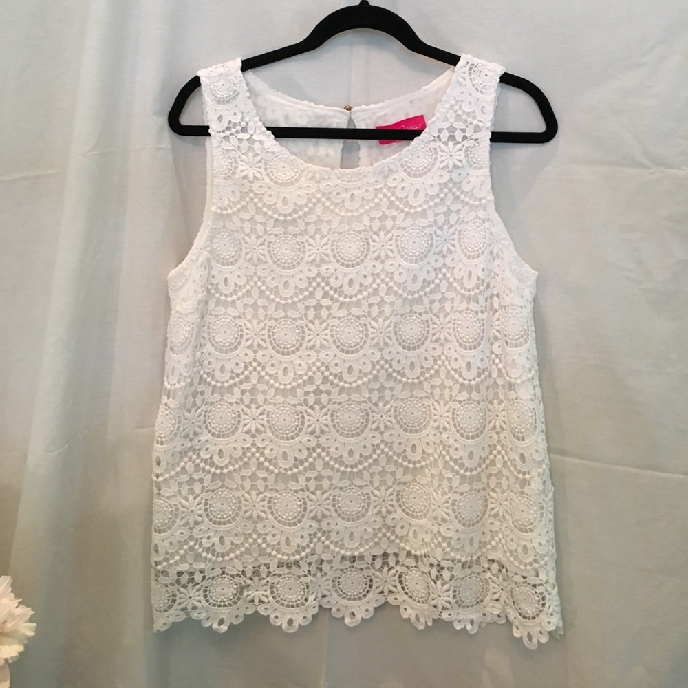 Lilly Pulitzer white eyelet shift top