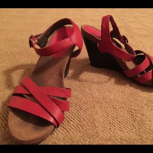 Red heeled sandals
