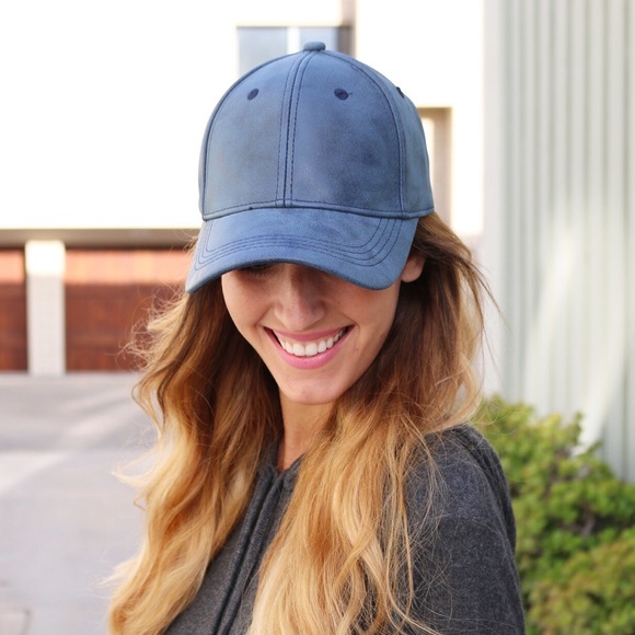 Accessories - blue faux leather cap