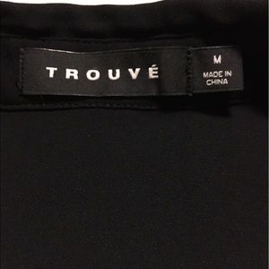 Trouve' Long sleeve black sheer button down blouse