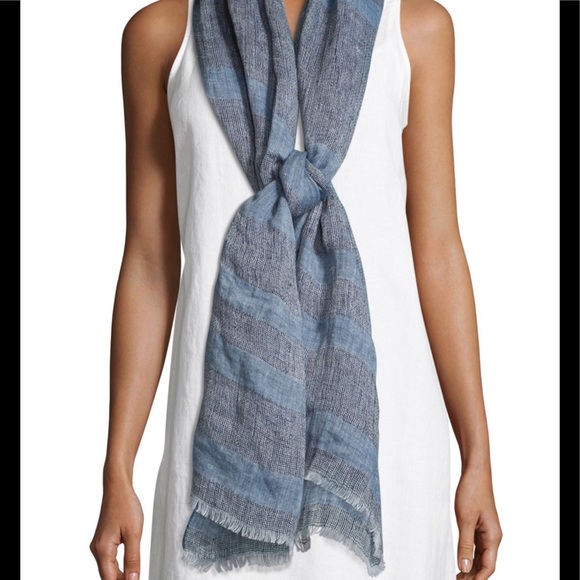 Eileen Fisher Linen Striped Scarf - Picture 3 of 3