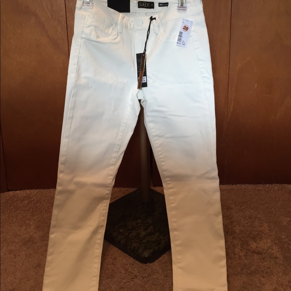 White Stretch Pants Skinny Style Sz 28