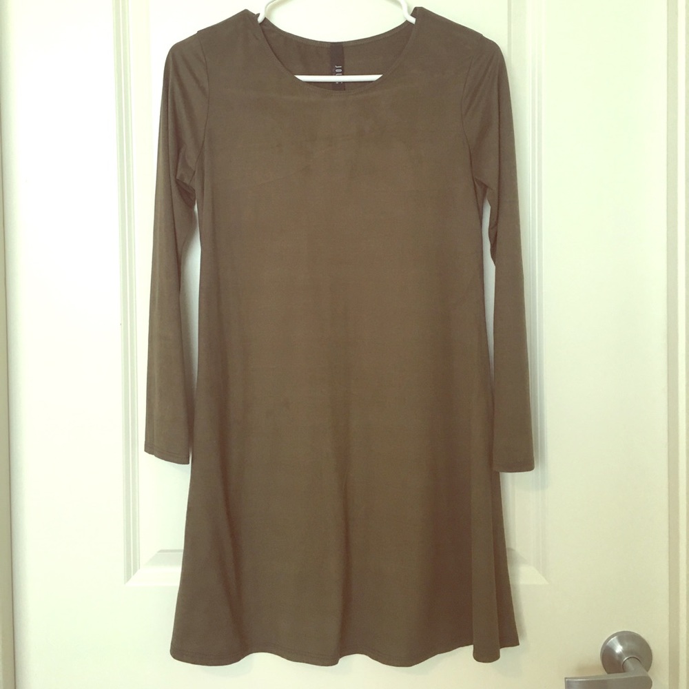 Olive faux suede dress