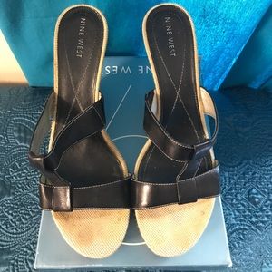 Used Nine West Black and Tan sandals