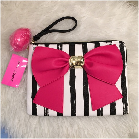 Betsey Johnson Handbags - Betsey Johnson Bow & Arrow Pompom PU Leather Pouch