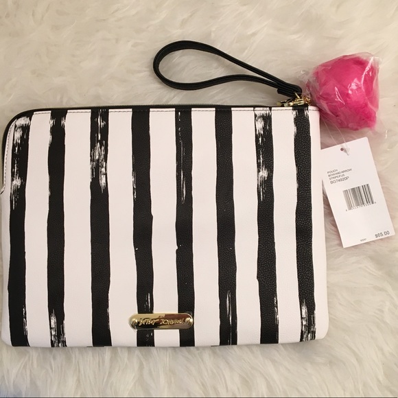 Betsey Johnson Bow & Arrow Pompom PU Leather Pouch - Picture 2 of 6