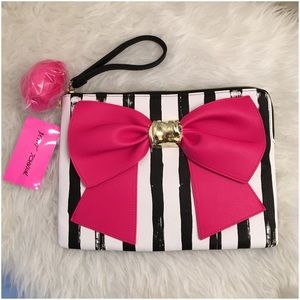 Betsey Johnson Bow & Arrow Pompom PU Leather Pouch