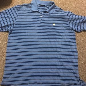 Brooks sport blue and navy striped polo