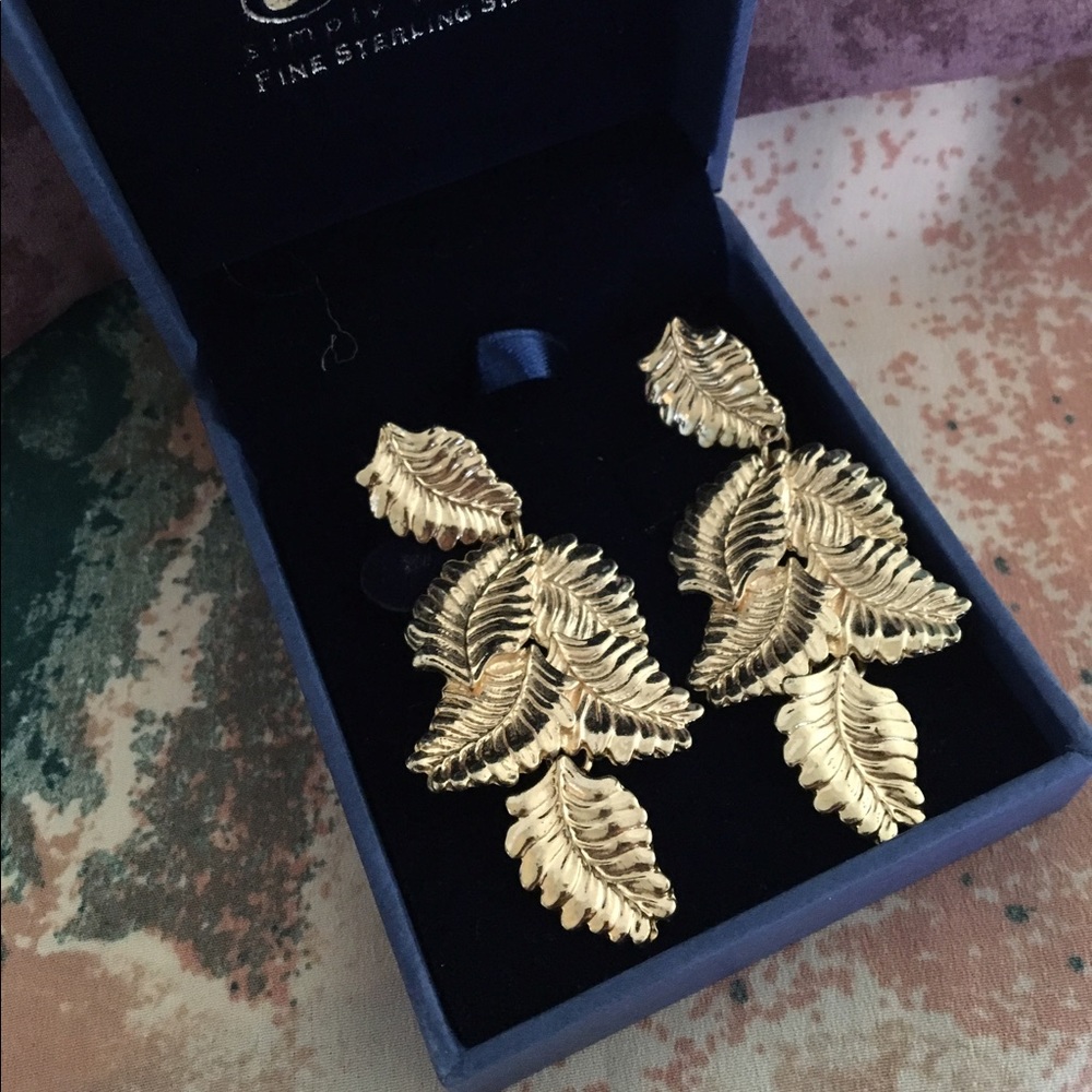Gold plated palm leaf earrings