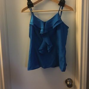 Miley Cyrus by Max Azria ruffled tank top blue.