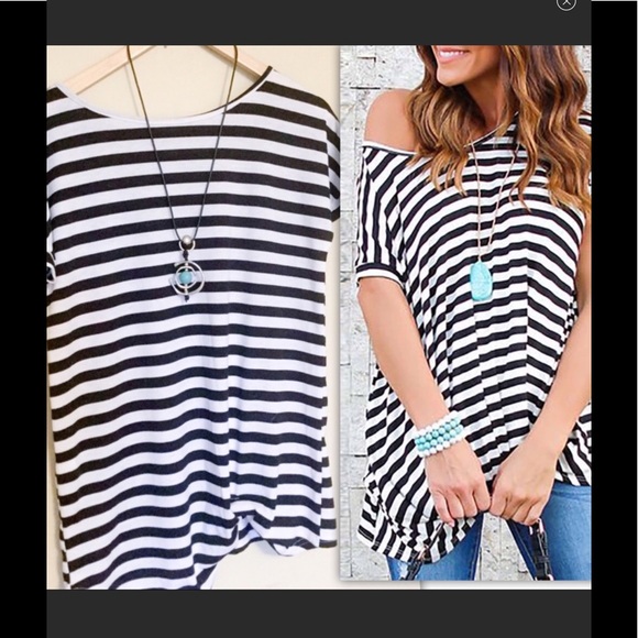 Striped gathered Hem T-Shirt - Picture 3 of 5