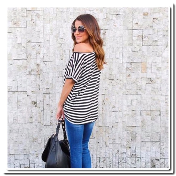 Striped gathered Hem T-Shirt - Picture 4 of 5