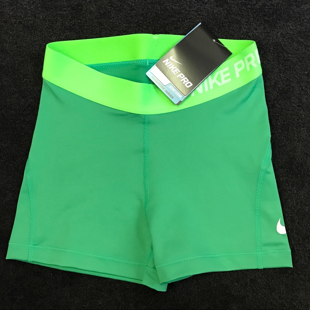 Green Nike Pro Compression Shorts - Picture 1 of 3
