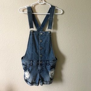 Jean shorts overalls