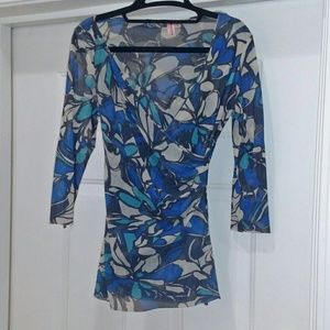 Pretty blue faux wrap top