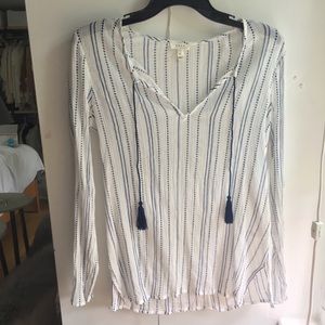 Navy and white tunic top