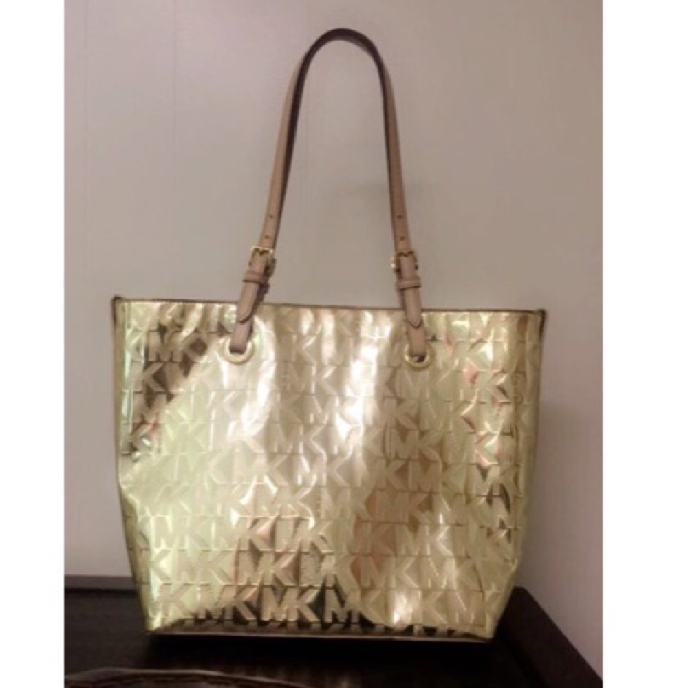 MICHAEL KORS GOLD LOGO TOTE