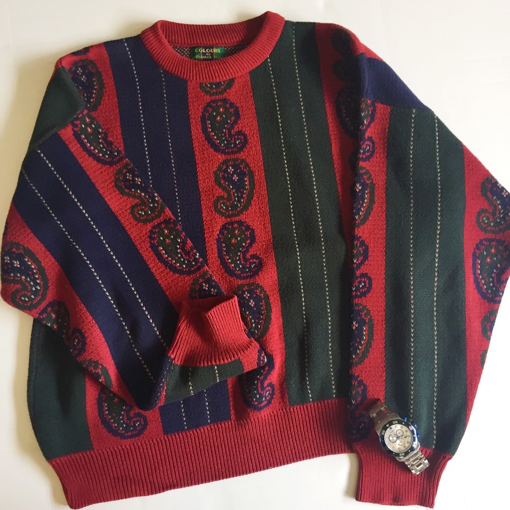 Vintage multi colored sweater with paisley pattern