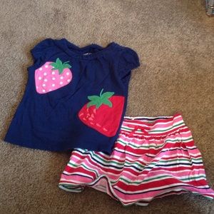 Strawberry shirt and skirt set
