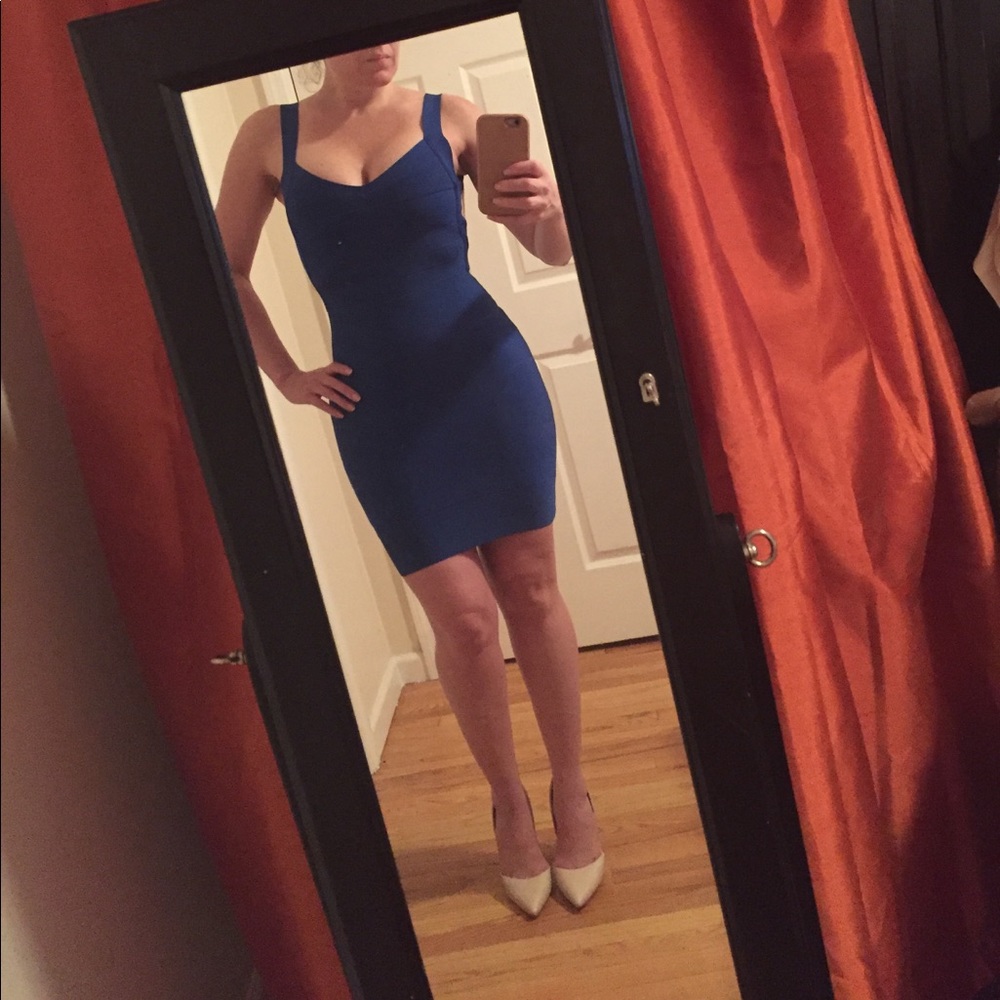 Harve leger knockoff/replica blue backless dress