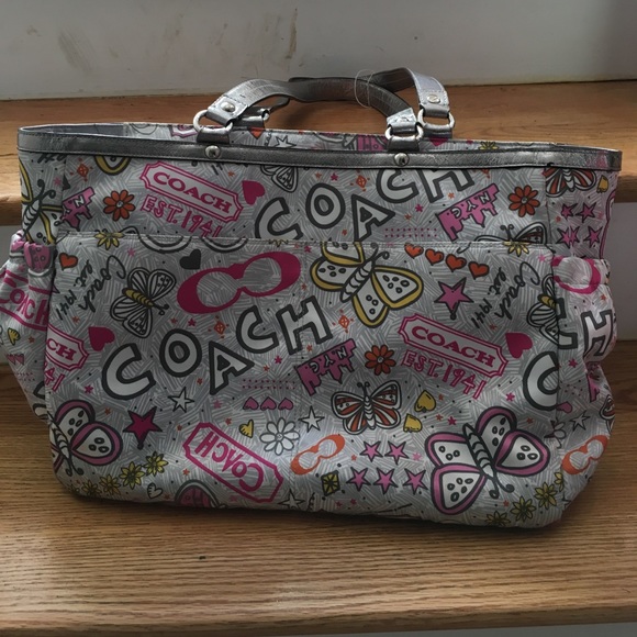 Pink and grey coach bag - Picture 1 of 4