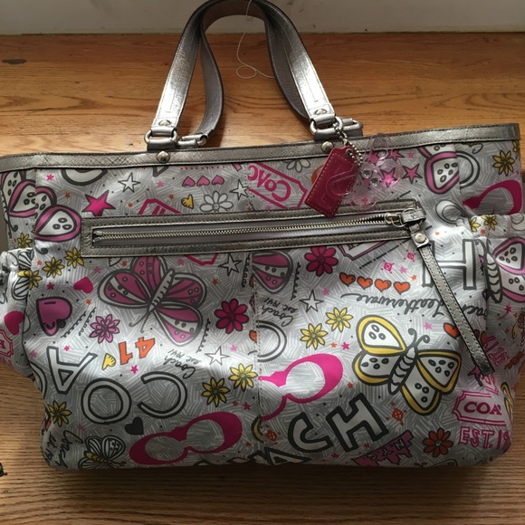 Pink and grey coach bag - Picture 2 of 4