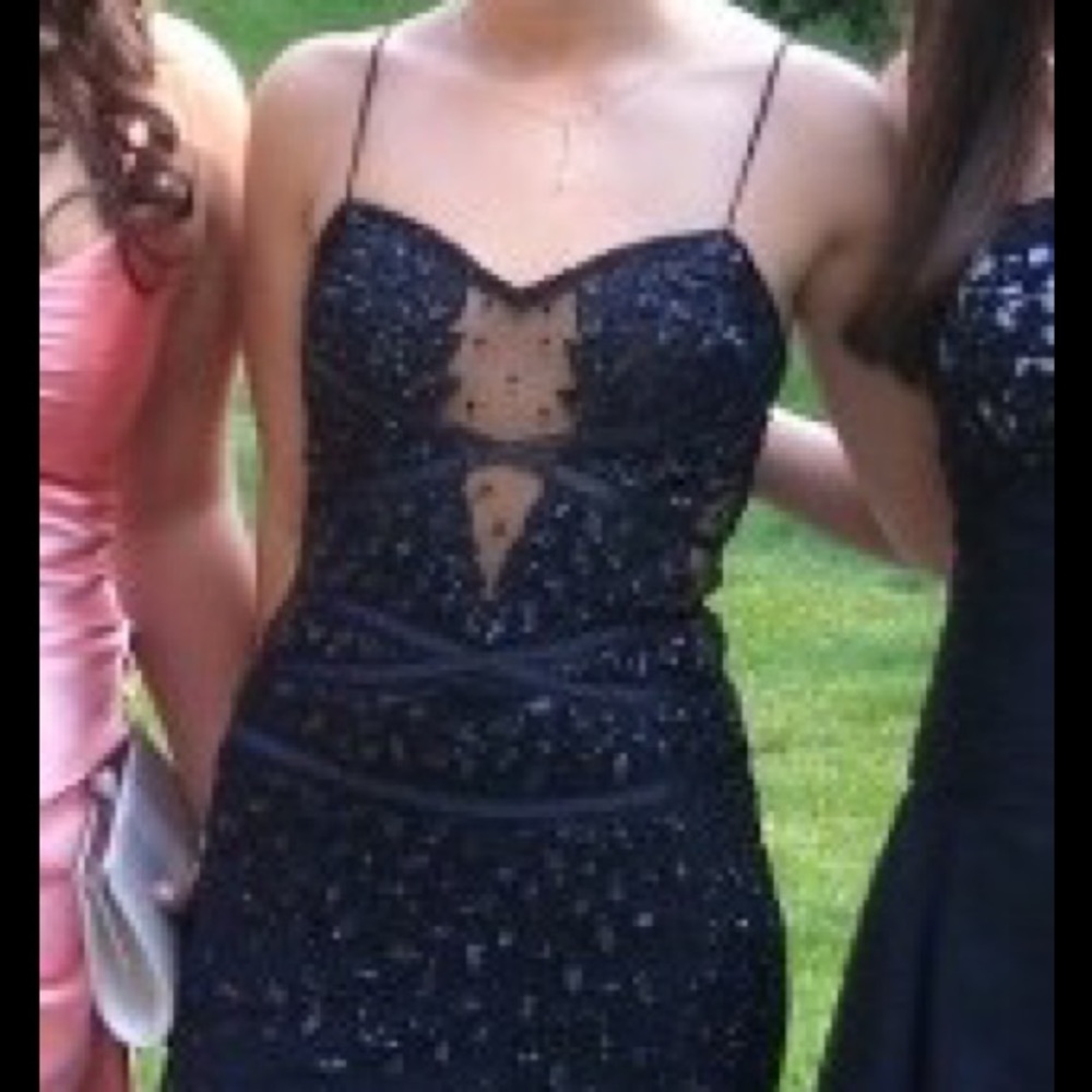 Long black gown with beautiful beading - worn once