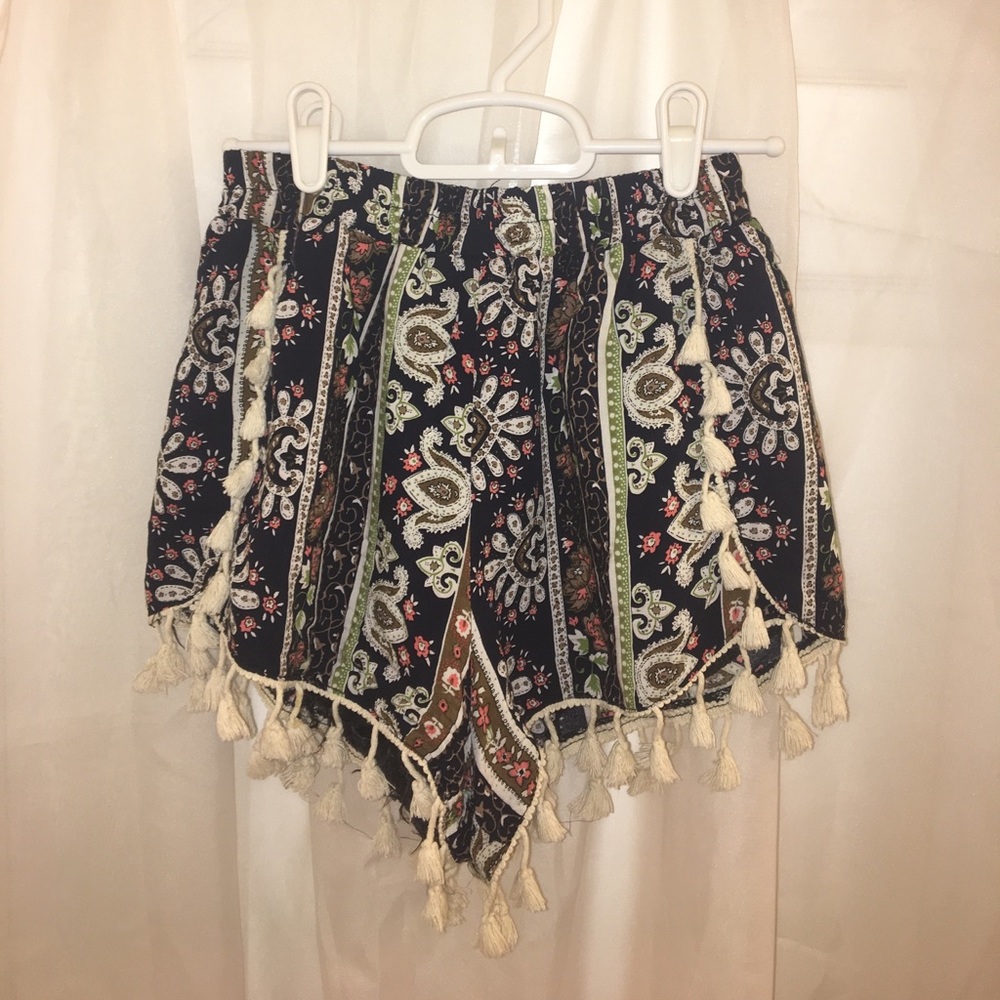 High wasted boho tassel soft shorts