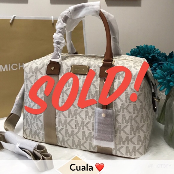 🆕 Michael Kors Weekender Duffle Lg Vanilla - Picture 1 of 6