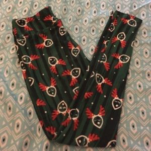 LulaRoe Christmas reindeer leggings OS