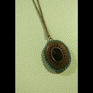 Vintage Look Long Sweater Necklace & Pendant