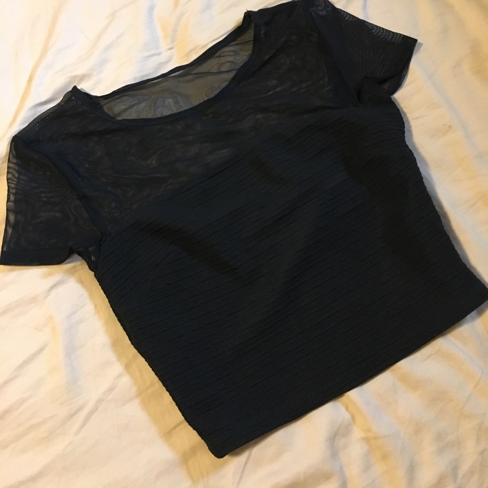Mesh and body con like material crop top